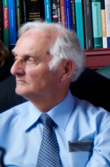 Photo credit: Julia Vitullo-Martin; Description: Sir John Houghton in Cambridge